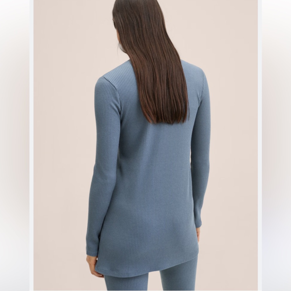 MANGO Women’s High Collar Blue Long Ribbed Sweater Size Small - Picture 6 of 9
